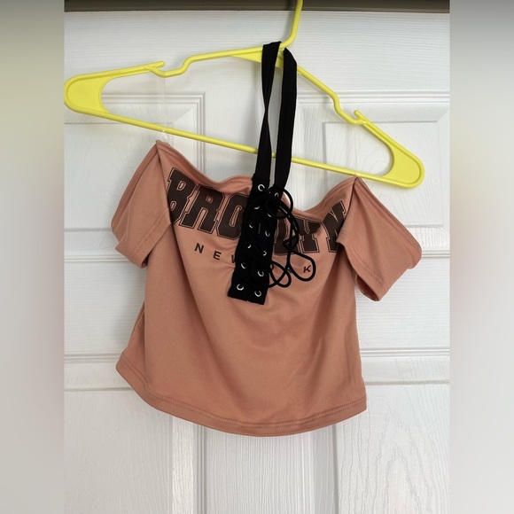 Brooklyn New York Pink Sexy Off-Shoulder Women's Halter Top Size Large - Picture 3 of 9